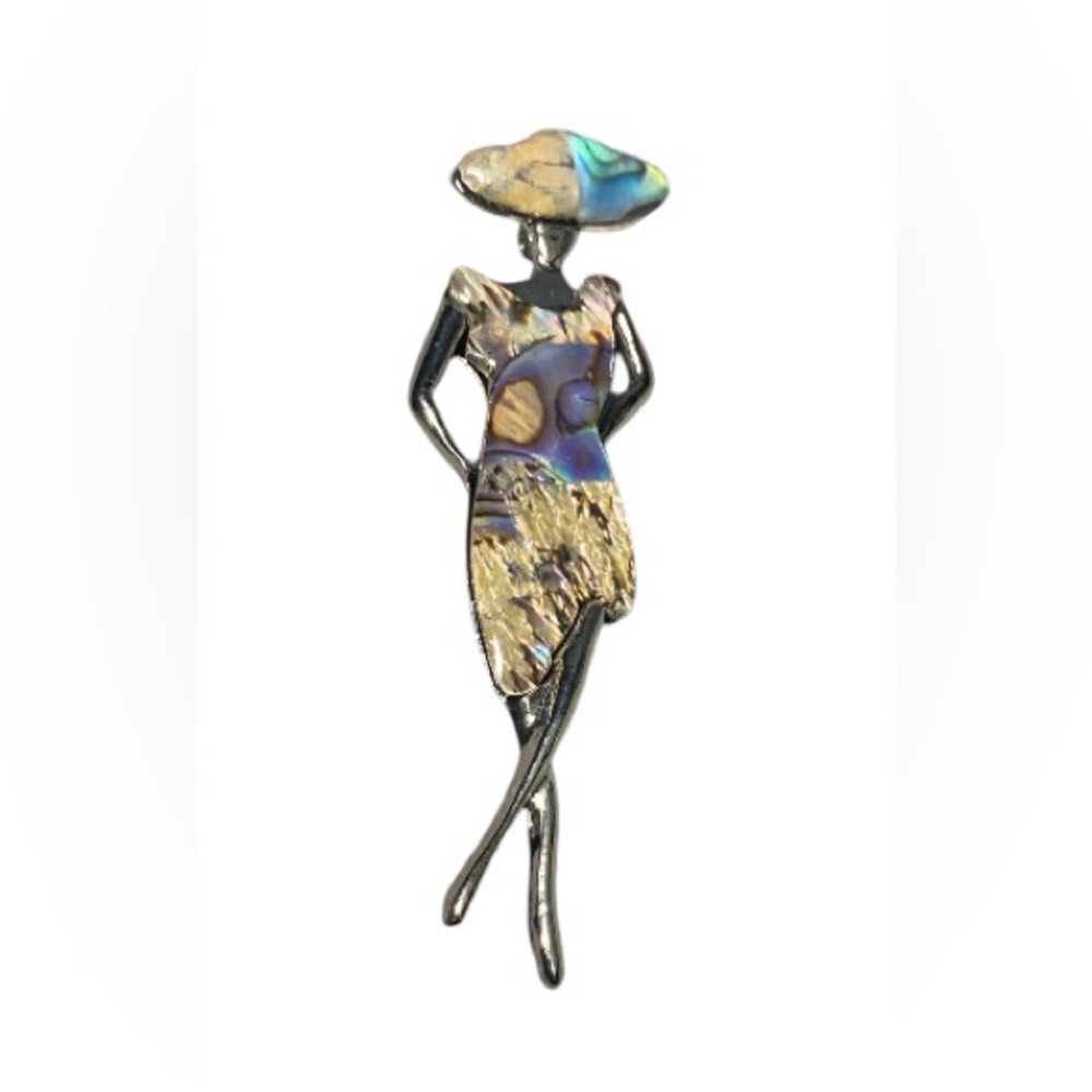 NEW Bonny 1950's Lady Pendant with an Abalone Shell inlay